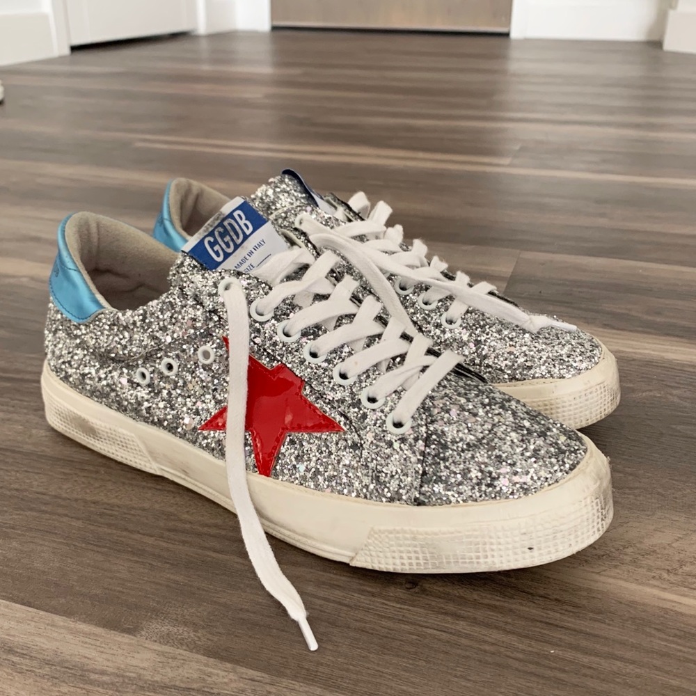 Golden Goose Silver Glitter May Sneakers